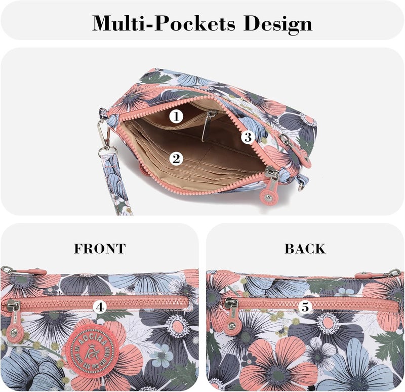 AOCINA Small Wristlet Wallet for Women RFID Blocking Crossbody Purse Gifts for Valentines Day Nylon Cell Phone Purses - Image 5